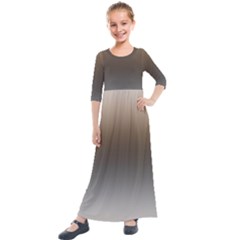 Brown And Grey Gradient Ombre Color Kids  Quarter Sleeve Maxi Dress by SpinnyChairDesigns