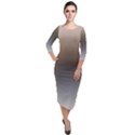 Brown and Grey Gradient Ombre Color Quarter Sleeve Midi Velour Bodycon Dress View1