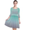 Teal Green and Grey Gradient Ombre Color Quarter Sleeve Waist Band Dress View1