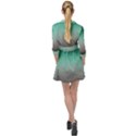 Teal Green and Grey Gradient Ombre Color Mini Skater Shirt Dress View2