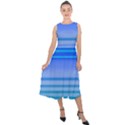 Blue Purple Color Stripes Ombre Midi Tie-Back Chiffon Dress View1