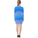 Blue Purple Color Stripes Ombre V-neck Bodycon Long Sleeve Dress View2