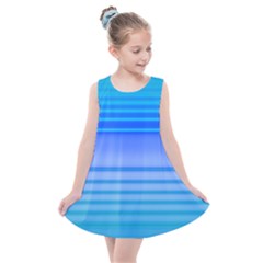 Blue Purple Color Stripes Ombre Kids  Summer Dress by SpinnyChairDesigns