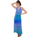 Blue Purple Color Stripes Ombre V-Neck Chiffon Maxi Dress View1