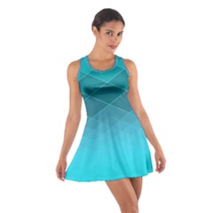 Aqua Blue And Teal Color Diamonds Cotton Racerback Dress by SpinnyChairDesigns