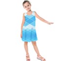 Light Blue and White Color Diamonds Kids  Sleeveless Dress View1