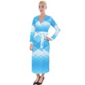 Light Blue and White Color Diamonds Velvet Maxi Wrap Dress View1