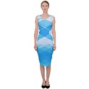 Light Blue and White Color Diamonds Sleeveless Pencil Dress View1