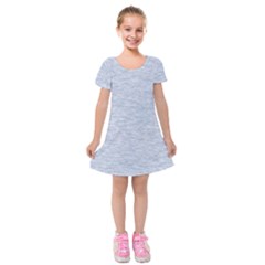 Fade Pale Blue Texture Kids  Short Sleeve Velvet Dress by SpinnyChairDesigns