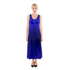 Cobalt Blue Gradient Ombre Color Sleeveless Maxi Dress by SpinnyChairDesigns