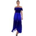 Cobalt Blue Gradient Ombre Color Off Shoulder Open Front Chiffon Dress View1