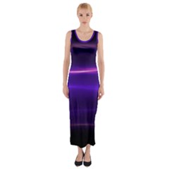 Electric Neon Indigo Black Ombre  Fitted Maxi Dress by SpinnyChairDesigns