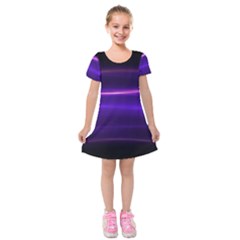 Electric Neon Indigo Black Ombre  Kids  Short Sleeve Velvet Dress by SpinnyChairDesigns