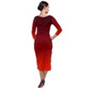 Scarlet Red Ombre Gradient Quarter Sleeve Midi Velour Bodycon Dress View2