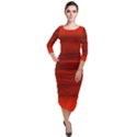 Scarlet Red Ombre Quarter Sleeve Midi Velour Bodycon Dress View1