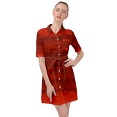 Scarlet Red Ombre Belted Shirt Dress by SpinnyChairDesigns