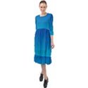 Aqua Blue and Indigo Ombre Ruffle End Midi Chiffon Dress View1