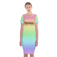 Pastel Rainbow Diamond Pattern Classic Short Sleeve Midi Dress by SpinnyChairDesigns