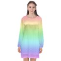 Pastel Rainbow Diamond Pattern Long Sleeve Chiffon Shift Dress  View1