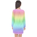 Pastel Rainbow Diamond Pattern Long Sleeve Chiffon Shift Dress  View2