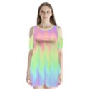 Pastel Rainbow Flame Ombre Shoulder Cutout Velvet One Piece View1