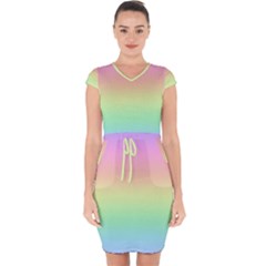 Pastel Rainbow Ombre Capsleeve Drawstring Dress  by SpinnyChairDesigns