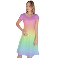 Pastel Rainbow Ombre Classic Short Sleeve Dress by SpinnyChairDesigns