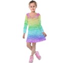 Rainbow Ombre Texture Kids  Long Sleeve Velvet Dress View1