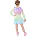 Pastel Rainbow Tie Dye Kids  Long Sleeve Velvet Dress View2