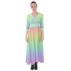 Pastel Rainbow Gradient Button Up Maxi Dress by SpinnyChairDesigns