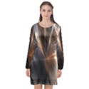 Flash Light Long Sleeve Chiffon Shift Dress  View1