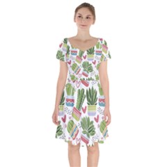 Cactus Love  Short Sleeve Bardot Dress by designsbymallika