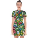 Cartoon Pattern Drop Hem Mini Chiffon Dress View1