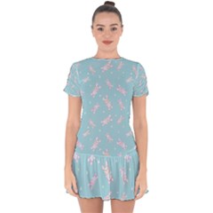 Rabbit  Drop Hem Mini Chiffon Dress by SychEva