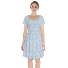 Birds And Flowers Short Sleeve Bardot Dress by CuteKingdom