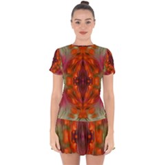 Landscape In A Colorful Structural Habitat Ornate Drop Hem Mini Chiffon Dress by pepitasart