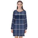 Blue Plaid Long Sleeve Chiffon Shift Dress  View1