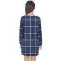 Blue Plaid Long Sleeve Chiffon Shift Dress  View2