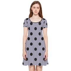 Large Black Polka Dots On Coin Grey - Inside Out Cap Sleeve Dress by FashionLane