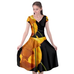 Yellow Poppies Cap Sleeve Wrap Front Dress by Audy