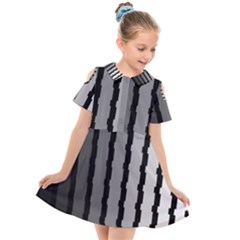 Nine Bar Monochrome Fade Squared Pulled Kids  Short Sleeve Shirt Dress by WetdryvacsLair