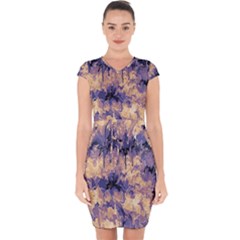 Yellow And Purple Abstract Capsleeve Drawstring Dress  by Dazzleway