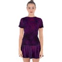 Red and purple abstract Drop Hem Mini Chiffon Dress View1