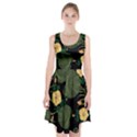 Tropical vintage yellow hibiscus floral green leaves seamless pattern black background. Racerback Midi Dress View1