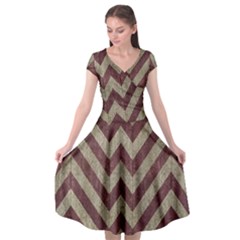 Vintage Grunge Geometric Chevron Pattern Cap Sleeve Wrap Front Dress by dflcprintsclothing