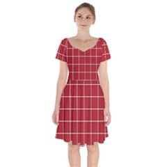 Red Buffalo Plaid Short Sleeve Bardot Dress by goljakoff