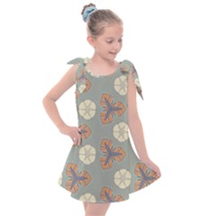 Flowers Leaves  Floristic Pattern Kids  Tie Up Tunic Dress by SychEva