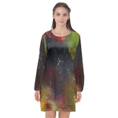 Abstract Paint Drops Long Sleeve Chiffon Shift Dress  by goljakoff