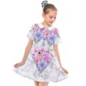 Minimal Pink Floral Marble A Kids  Short Sleeve Shirt Dress View1