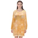 Flowers Pattern Orange Yellow Long Sleeve Chiffon Shift Dress  View1